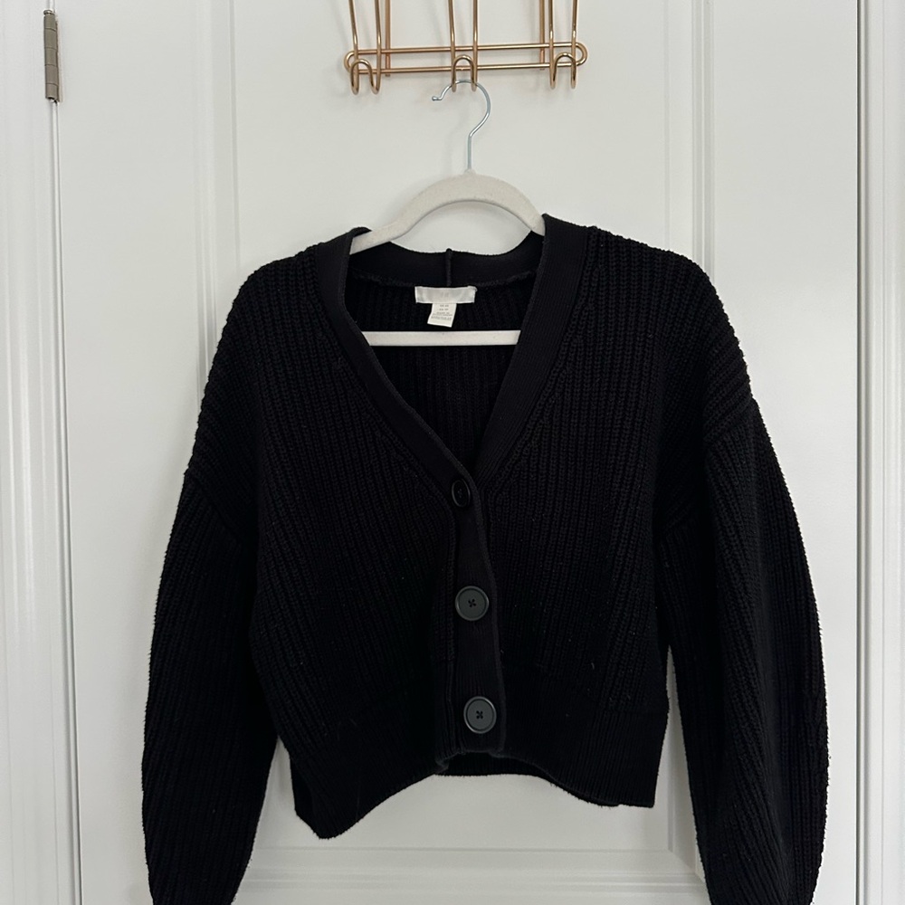 H&M Black Button-Up Cardigan